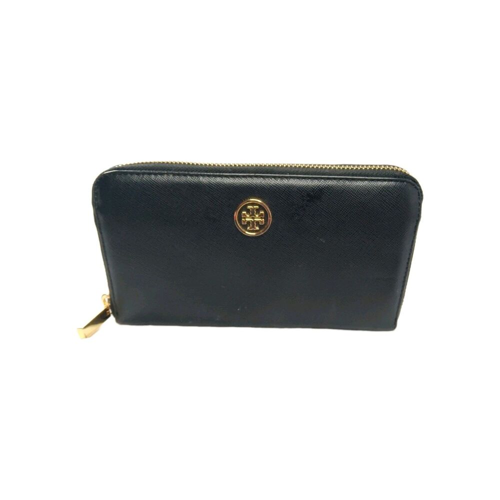 Tory Burch Zip Continental Wallet  Black Leather